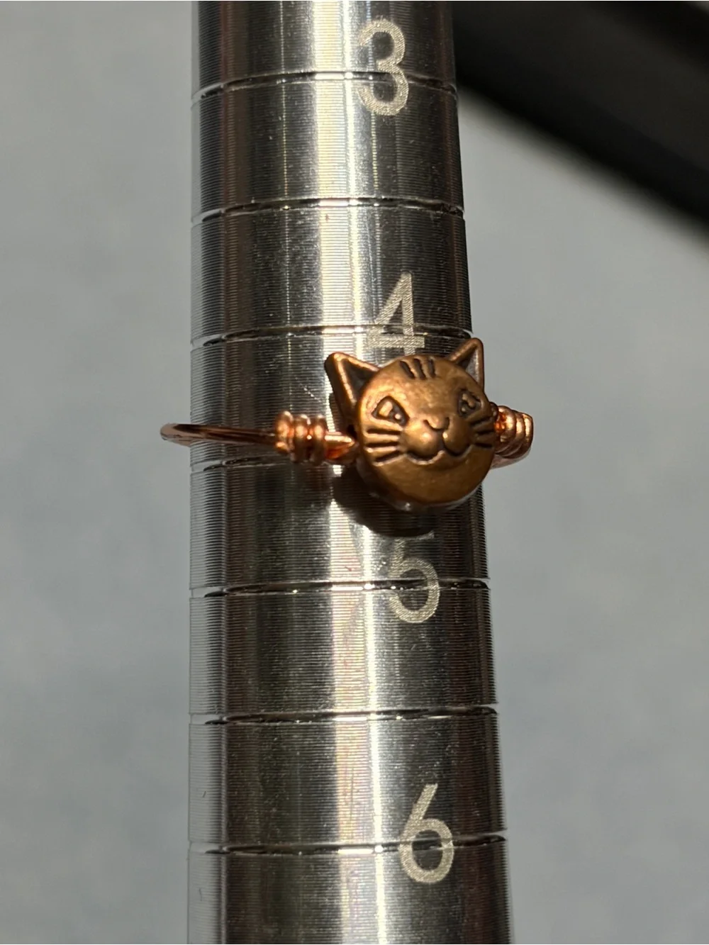Whimsical Cat Charm Ring in Copper Tone